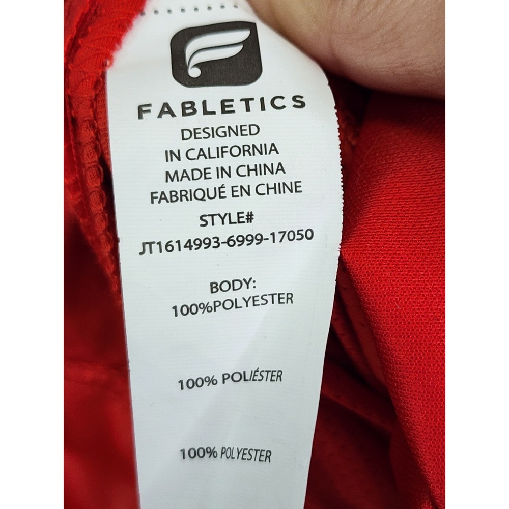 Fabletics Windbreaker Anorak Womens Large Red 1/4 Zip Hooded Sporty Rain Jacket - Picture 3 of 11
